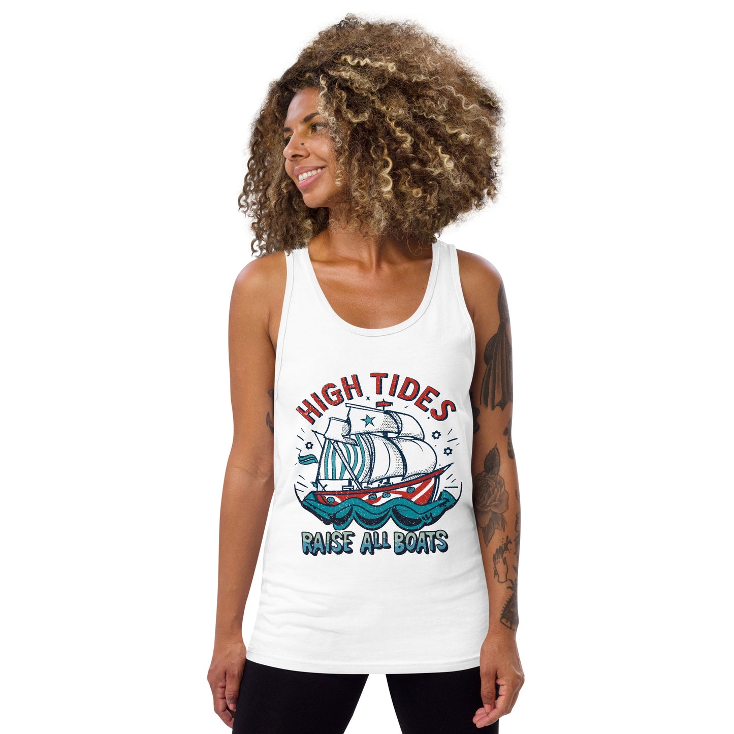 'High Tides Raise All Boats' Graphic Tank Top