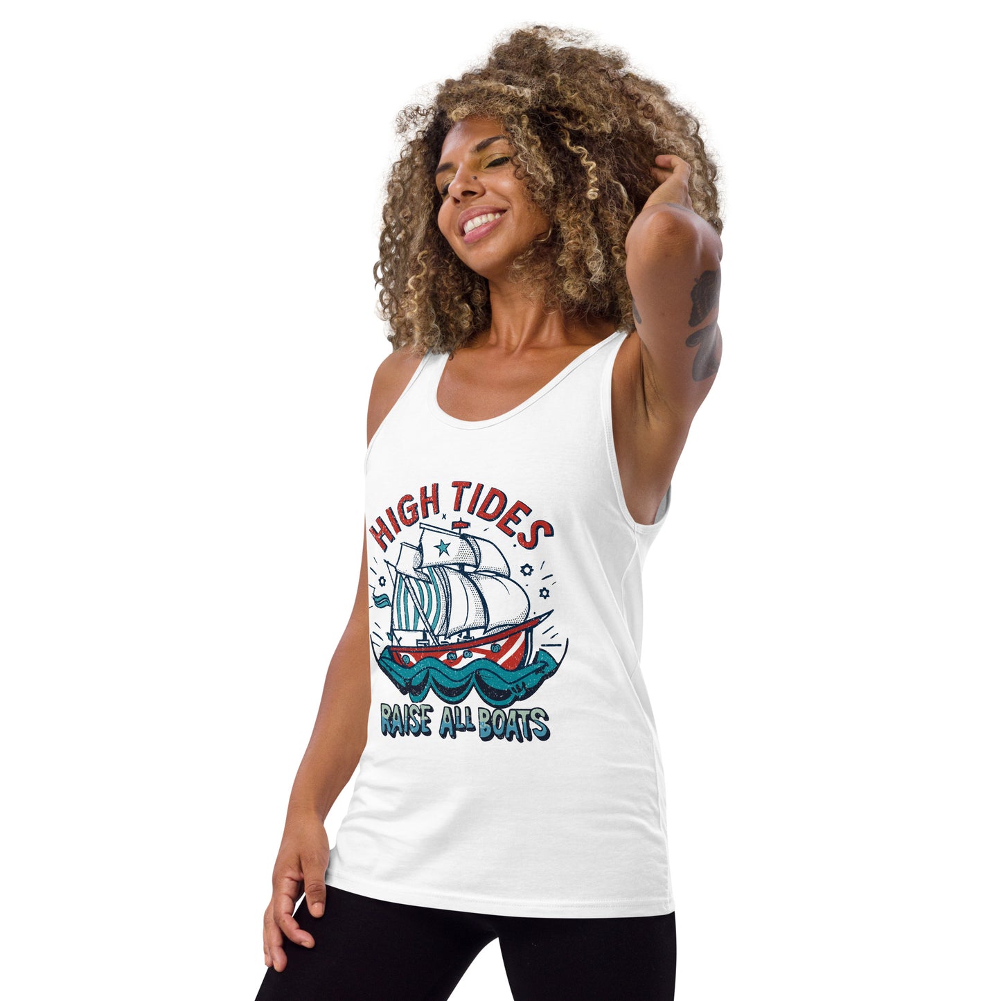 'High Tides Raise All Boats' Graphic Tank Top