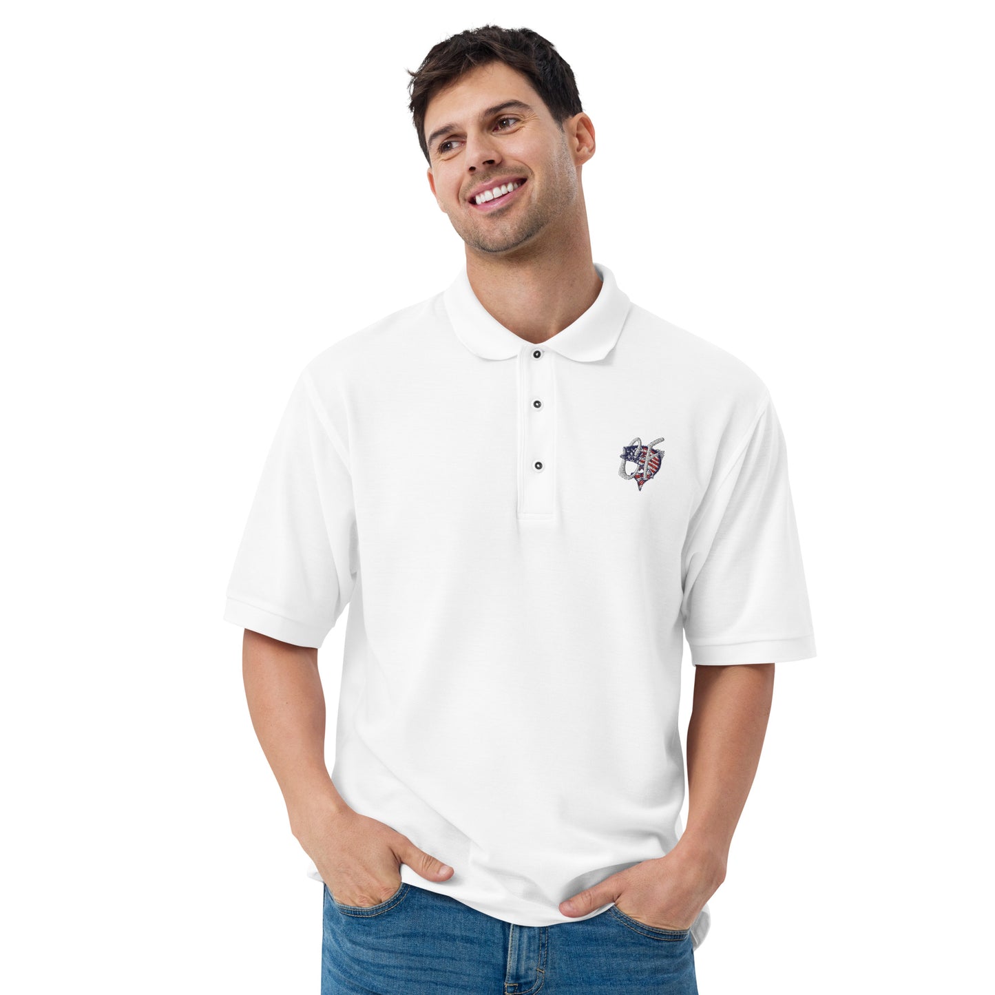 'Conservative Fisherman' Signature Striper Logo Men's Premium Polo