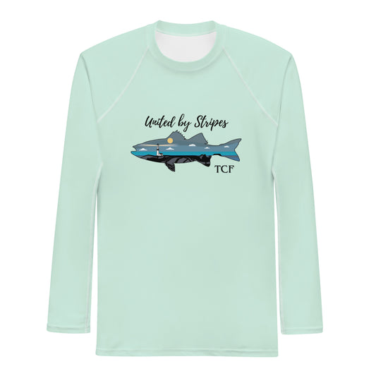 'Striped Bass - Butcher's Cut' Men's Rash Guard in Seafoam