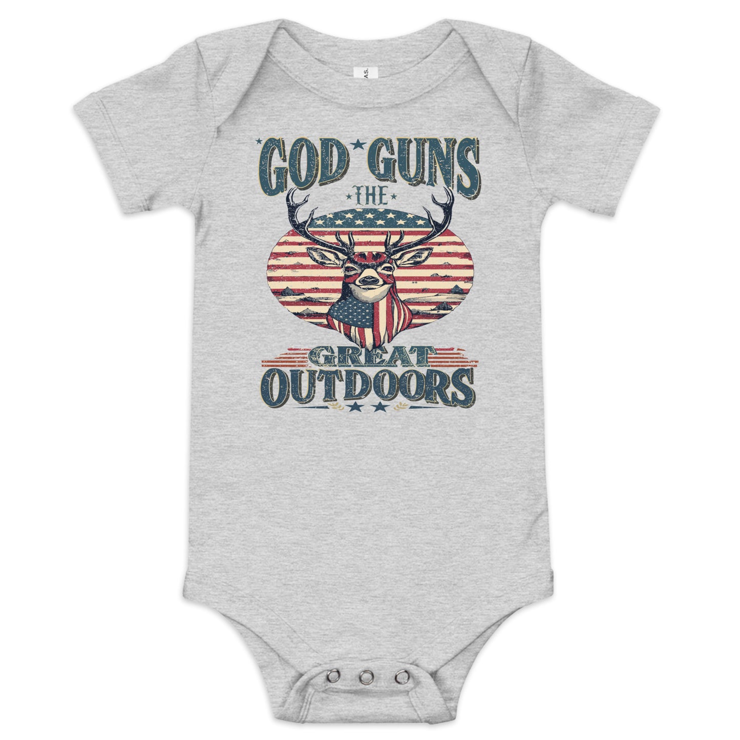 'God, Guns, Great Outdoors' Baby Short Sleeve One Piece