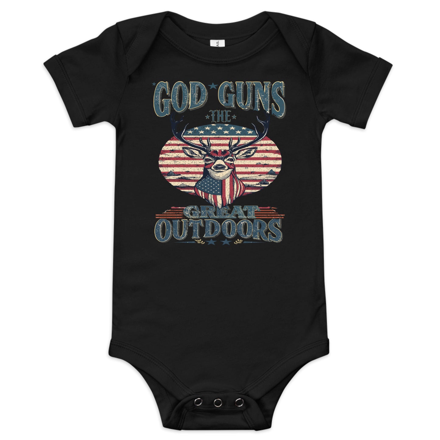 'God, Guns, Great Outdoors' Baby Short Sleeve One Piece