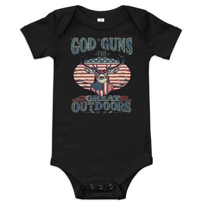 'God, Guns, Great Outdoors' Baby Short Sleeve One Piece