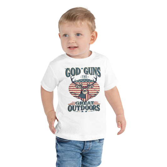 'Gods, Guns, and The Great Outdoors' Toddler T Shirt