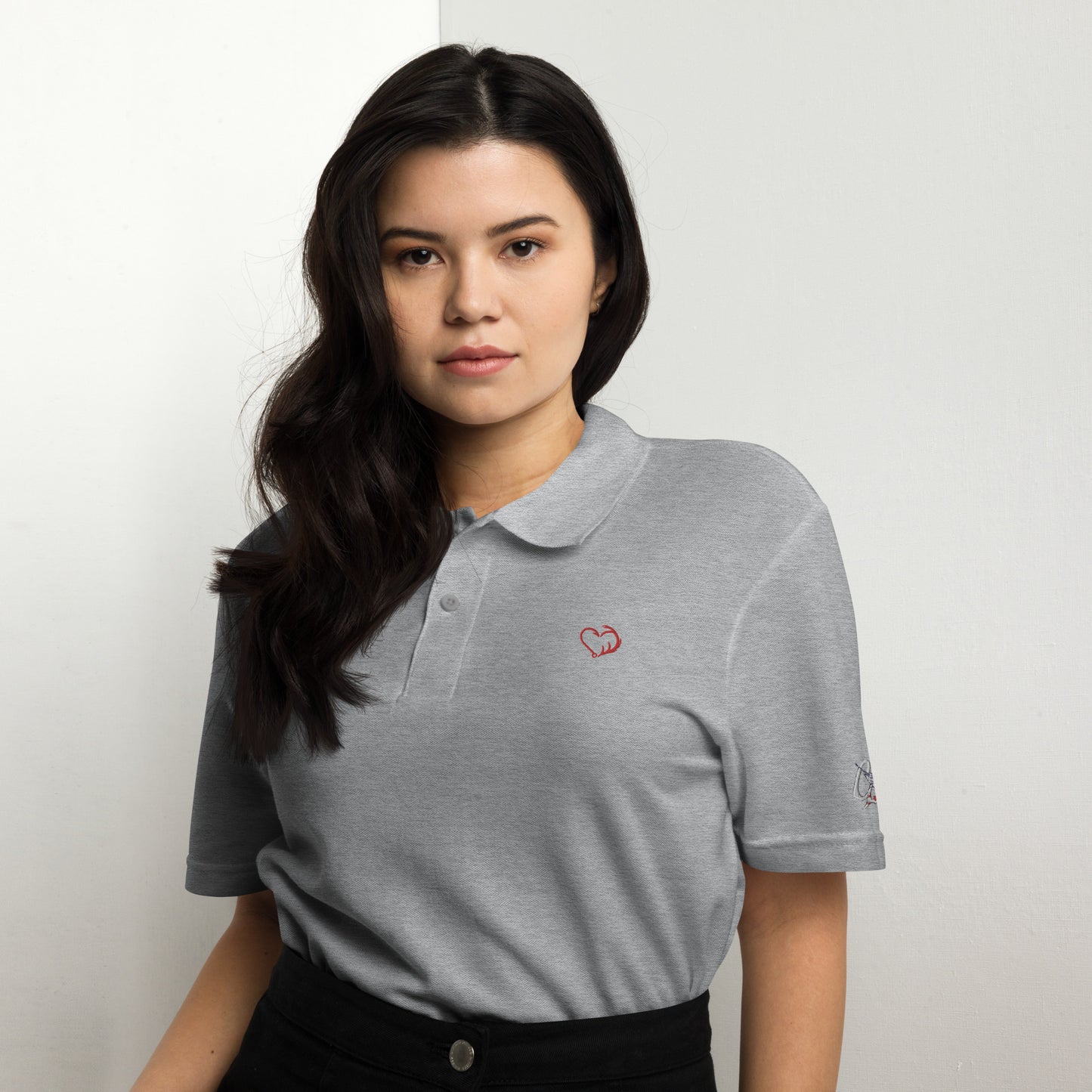 'Hook and Horn' Heart Graphic for Valentines Day Women's Polo