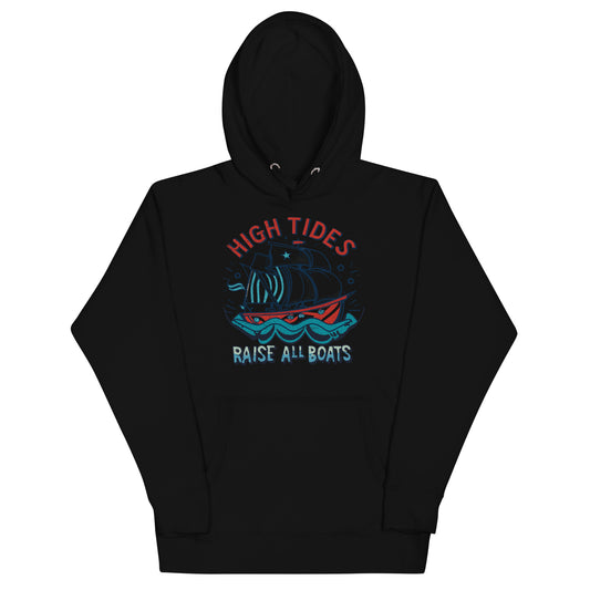 'High Tides Raise All Boats' Graphic Hoodie for Men and Women