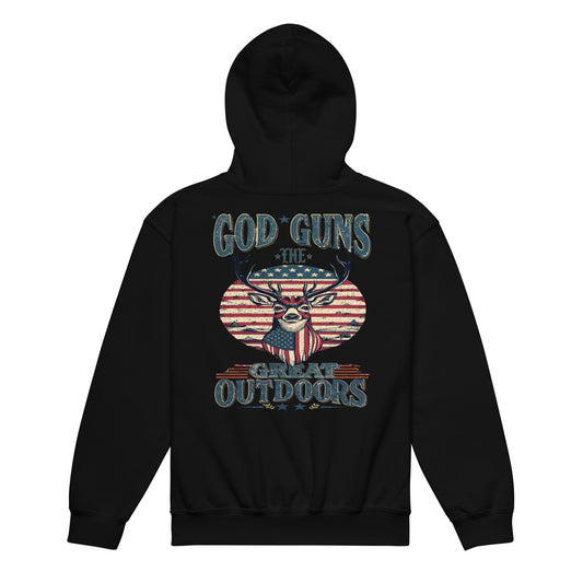 'Gods, Guns, and The Great Outdoors' Youth Hooded Sweatshirt