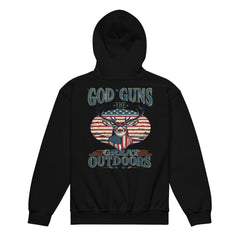 'Gods, Guns, and The Great Outdoors' Youth Hooded Sweatshirt