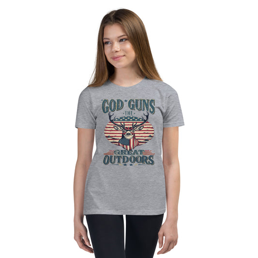 'God, Guns, and The Great Outdoors' Youth Short Sleeve T-Shirt