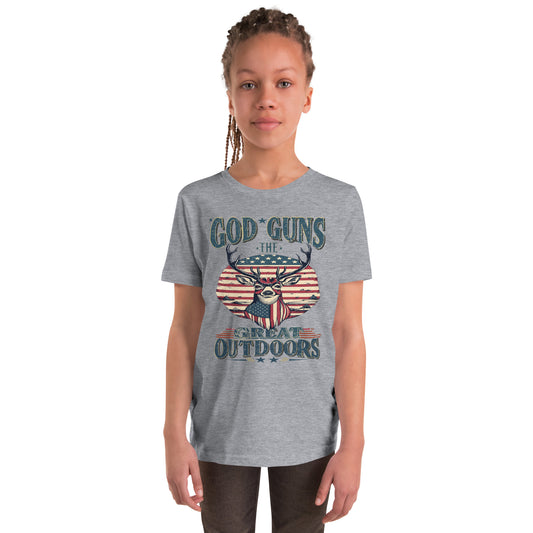 'God, Guns, and The Great Outdoors' Youth Short Sleeve T-Shirt